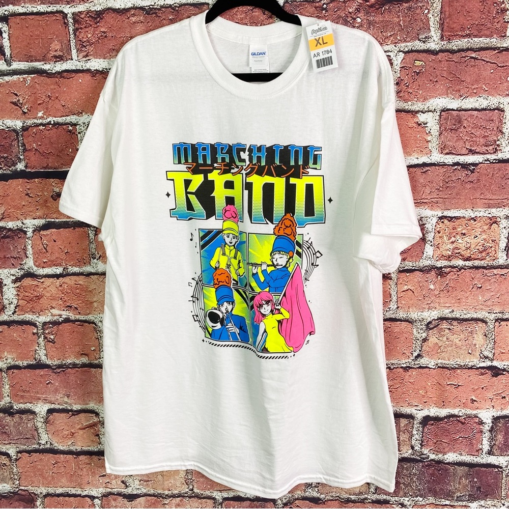 Pepwear Neon Anime Style Marching Band Graphic Tee White XL NEW NWT